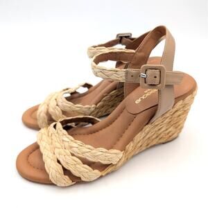 Andre Assous Milena Wedge Sandal Open Toe Women's Natural Size US6.5 EU37